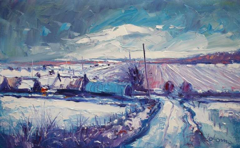 Heavy Snow Newmill of Inshewan 10x16 - John Lowrie Morrison