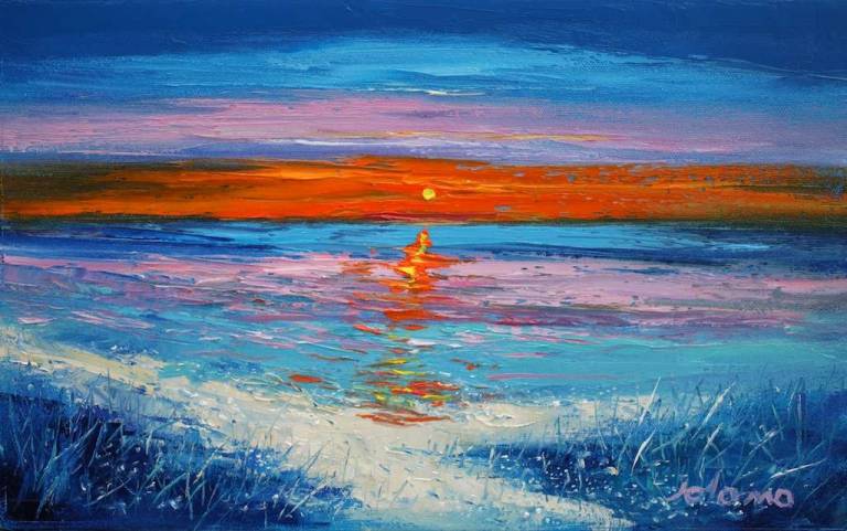 Beach Path through Mermaids Tears Mermaid Bay Benbecula 10x16 SOLD - John Lowrie Morrison