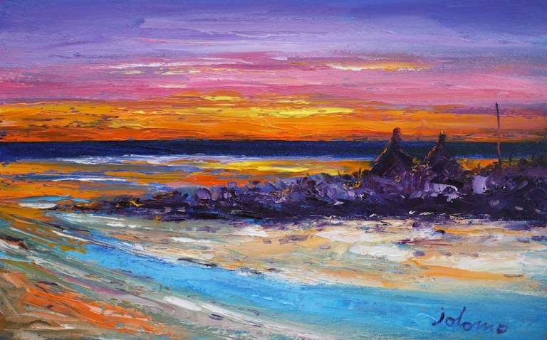 Sunset at Mannal Isle of Tiree 10x16 - John Lowrie Morrison