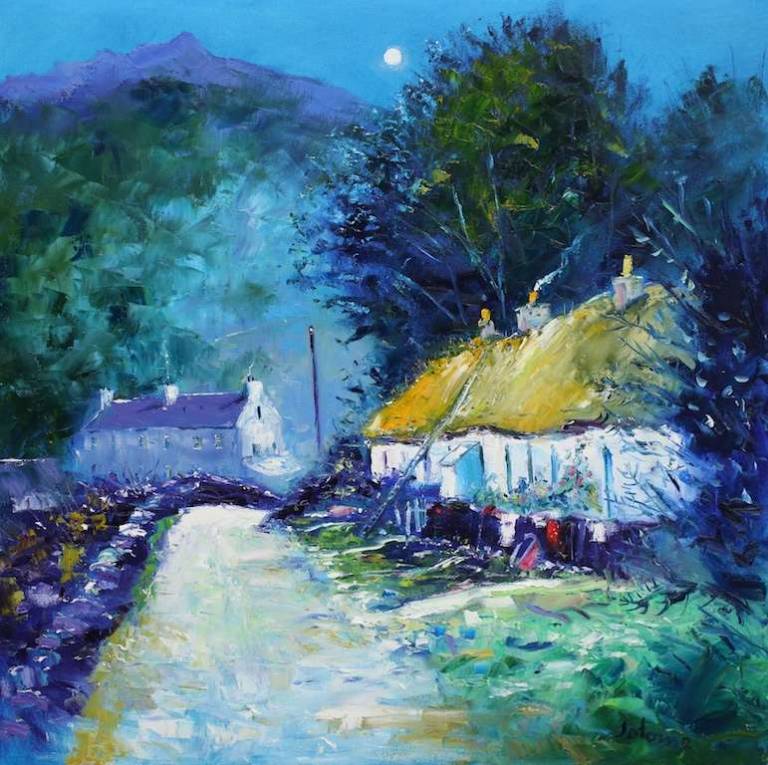 Thatched Cottages Sauchiehall Street Bellanoch Circa 1929  30x30 - John Lowrie Morrison