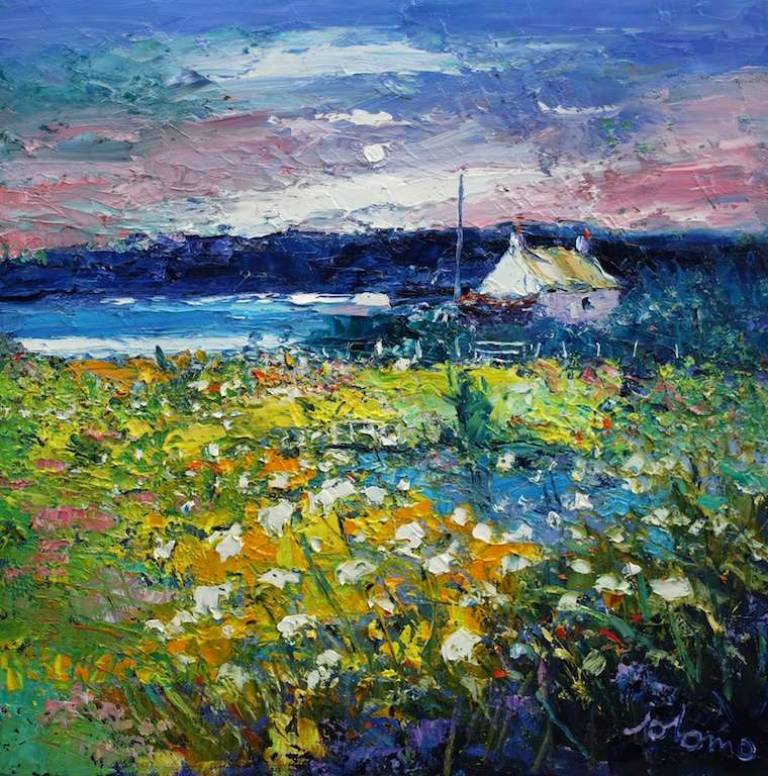 A Summer Gloaming Isle of Gigha 20x20 - John Lowrie Morrison