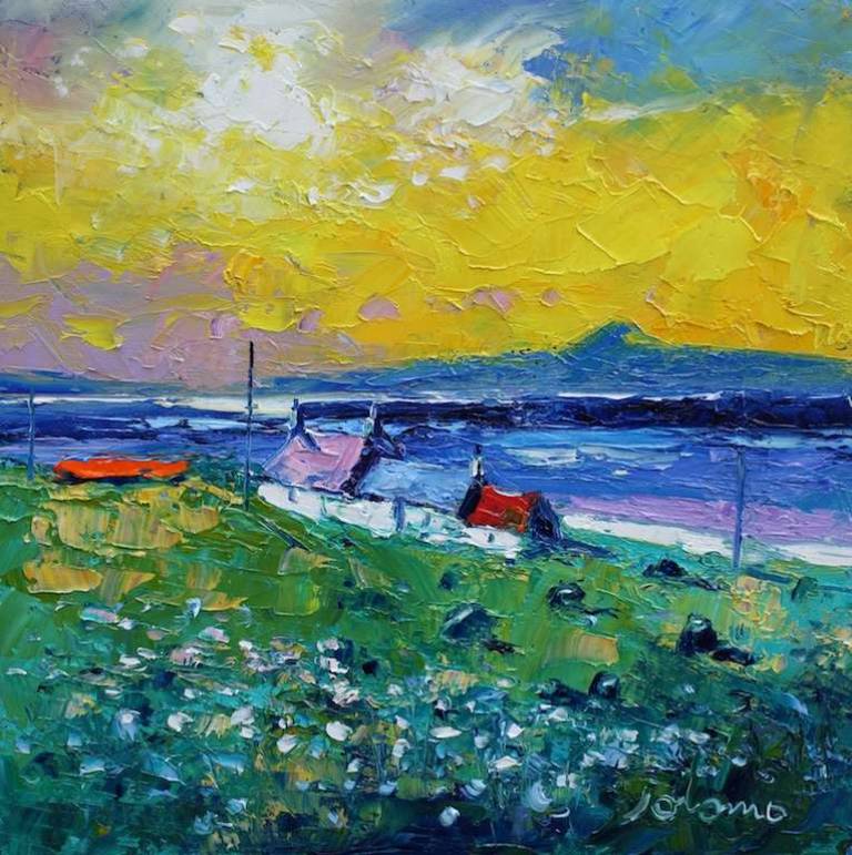 Early Morninglight over Ben More from Iona 12x12 - John Lowrie Morrison