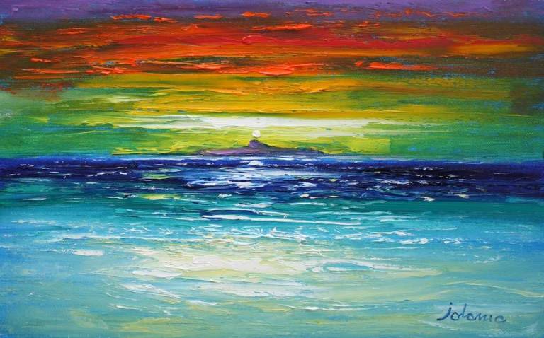 Sunset on the Dutchman's Cap from Iona 10x16 - John Lowrie Morrison