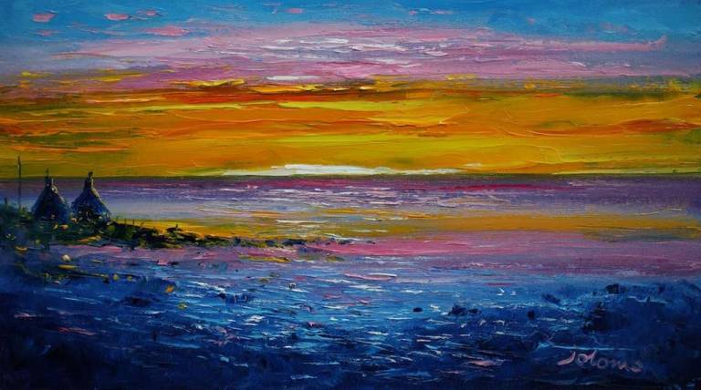 A Hebridean Sunset Mannal Isle of Tiree 10x18 - John Lowrie Morrison