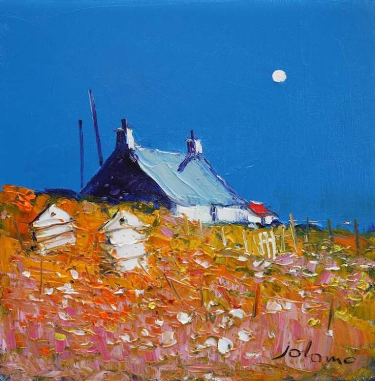 Quiet Evening with Bee Hives The Hebrides 10x10 - John Lowrie Morrison