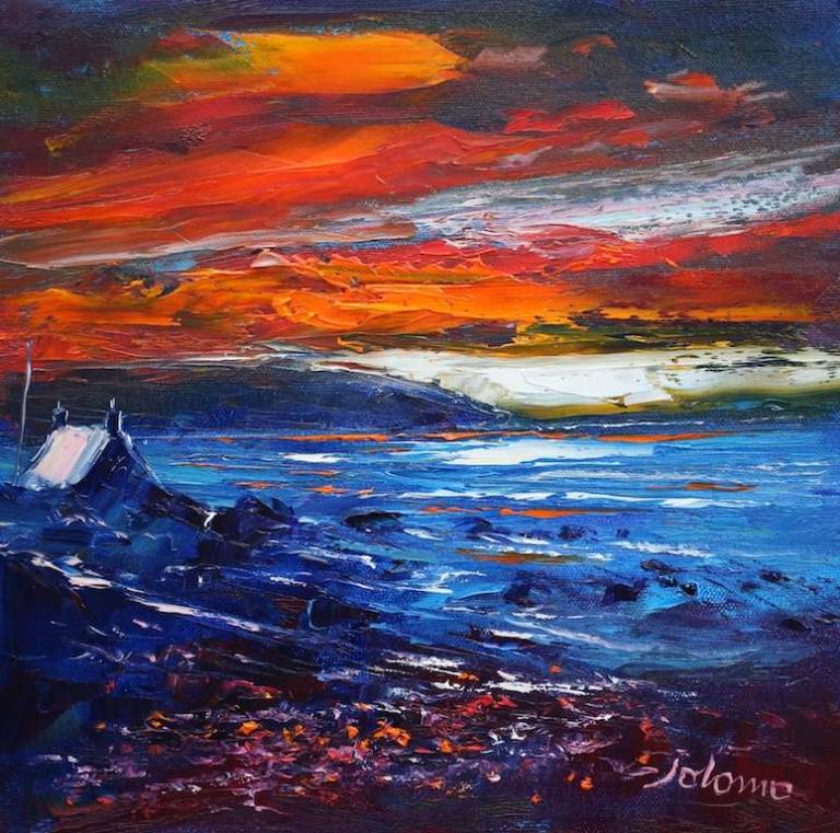 A Winter Sunset Over The Mull of Kintyre 12x12 - John Lowrie Morrison