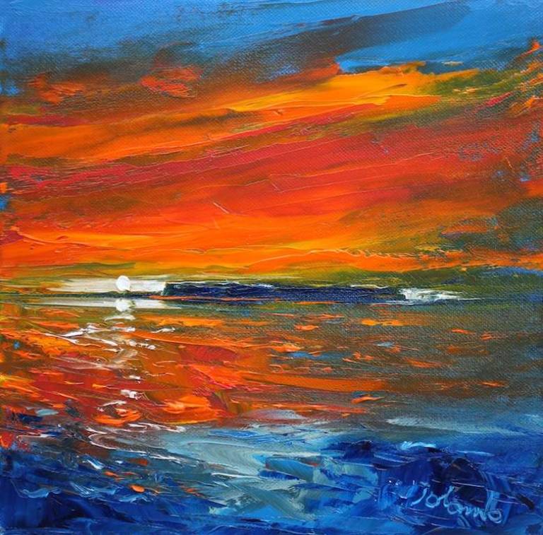 Sunset over Staffa 10x10 - John Lowrie Morrison