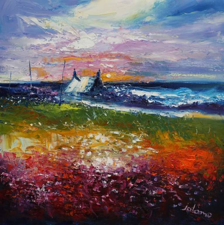 A Winter Sunset Westport Kintyre 20x20 - John Lowrie Morrison