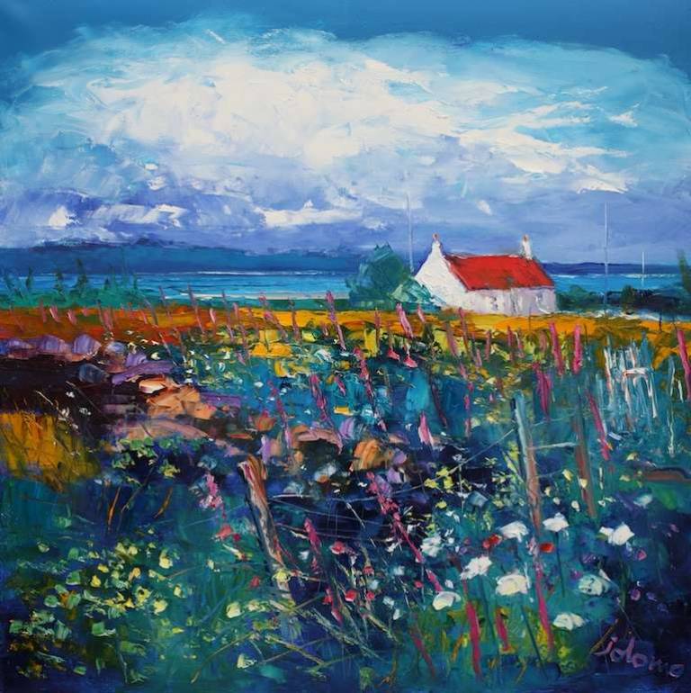 Summerlight Broken Wall and Fence Isle of Gigha 24x24 - John Lowrie Morrison