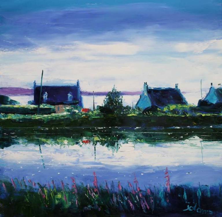 Summerlight on the Crinan Canal at Ardrishaig 24x24 - John Lowrie Morrison
