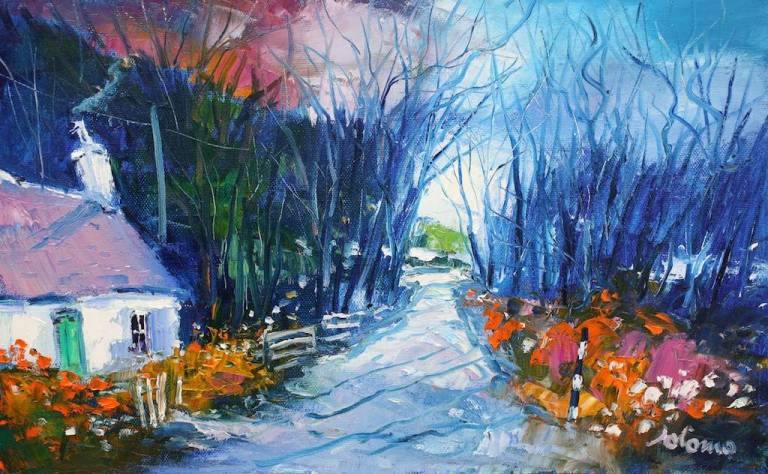 Winter Eveninglight Dunrostan Knapdale 10x16 - John Lowrie Morrison