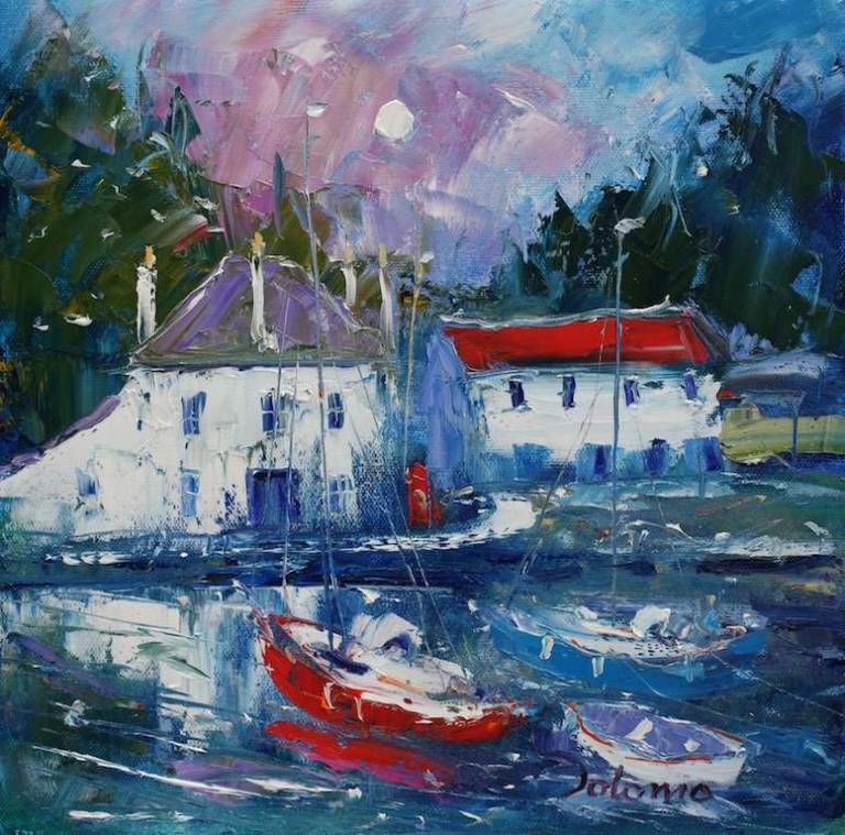 Eveninglight Reflections Crinan 12x12 SOLD - John Lowrie Morrison