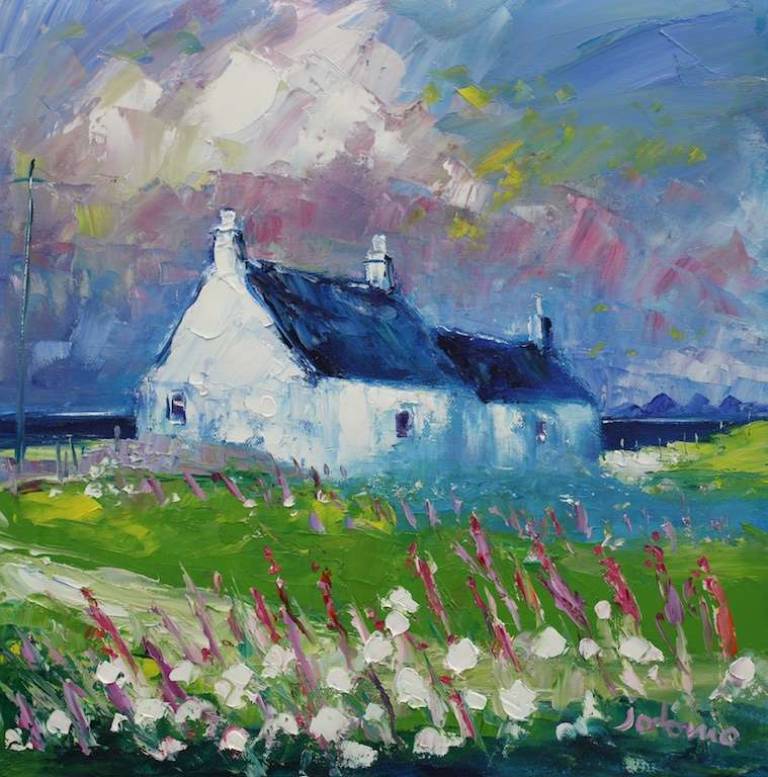 Summer Storm over Ardailly Croft Isle of Gigha 16x16 - John Lowrie Morrison