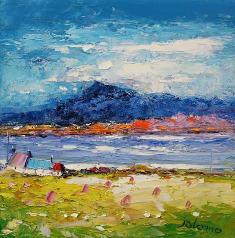 Haystacks at Ardionra Croft Iona 12x12 - John Lowrie Morrison