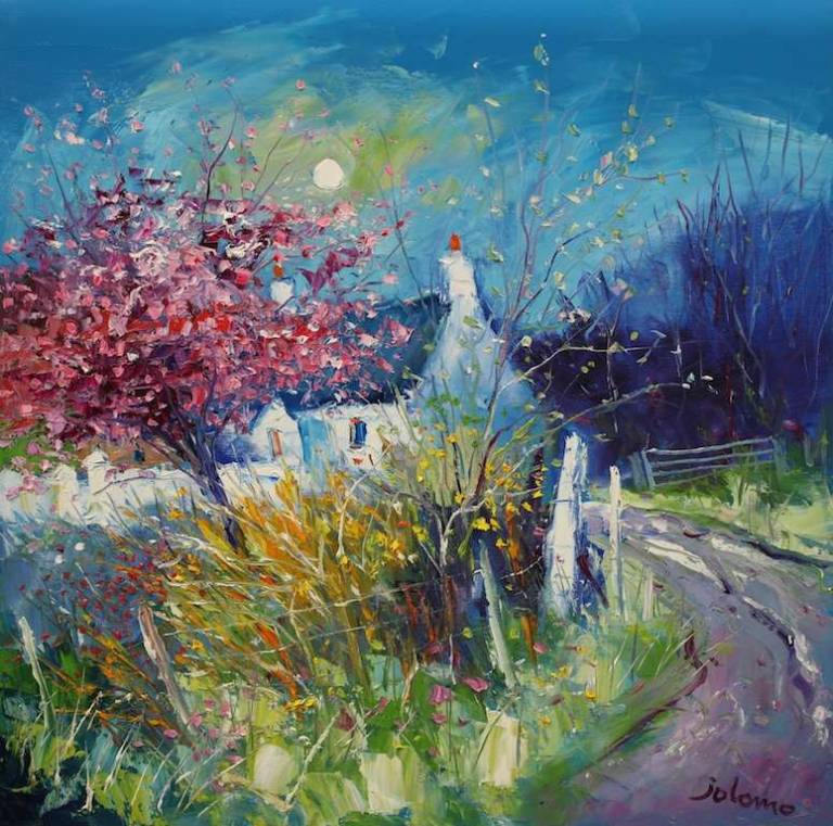 Spring Blossoms at Kilchoan Ardnamurchan 24x24 - John Lowrie Morrison