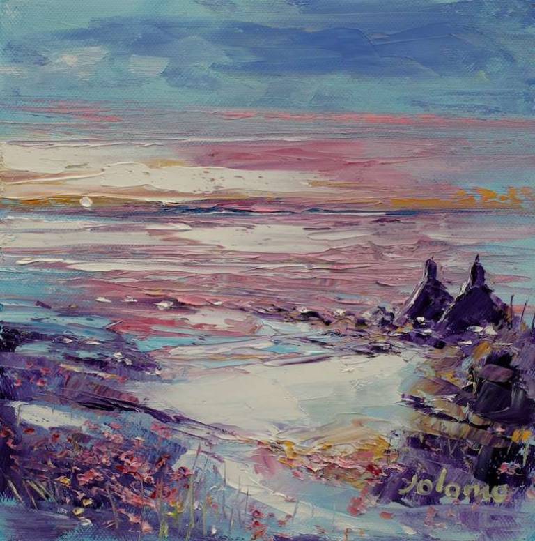 Eveninglight the Ruins at Mannal Isle of Tiree 10x10 - John Lowrie Morrison