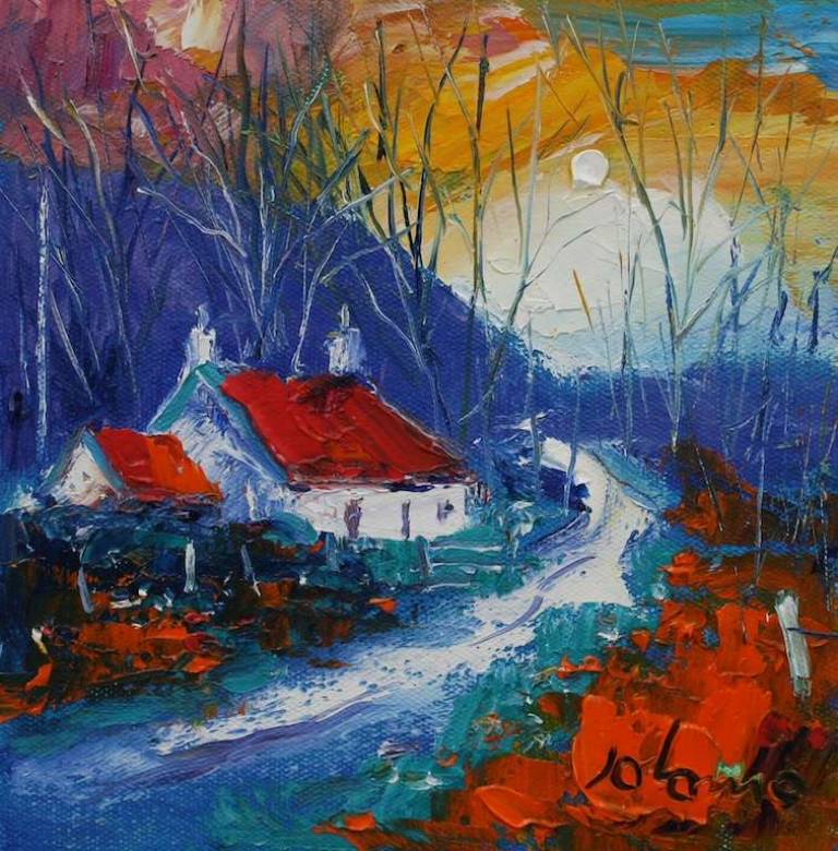 Fading Winterlight Dunrostan Knapdale 6x6 - John Lowrie Morrison