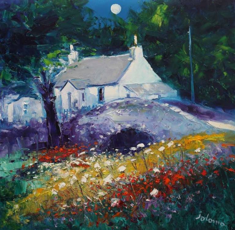 Evening Gloaming Grogport Bridge Kintre 24x24 - John Lowrie Morrison