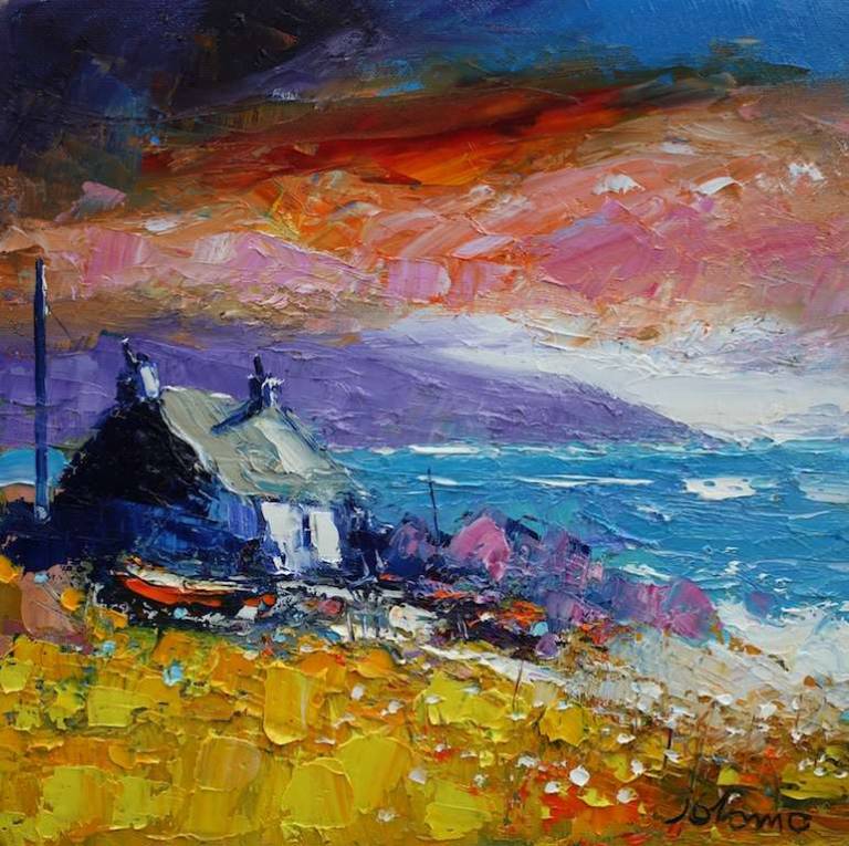 A Stormy Sunset The Mull of Kintyre 12x12 - John Lowrie Morrison