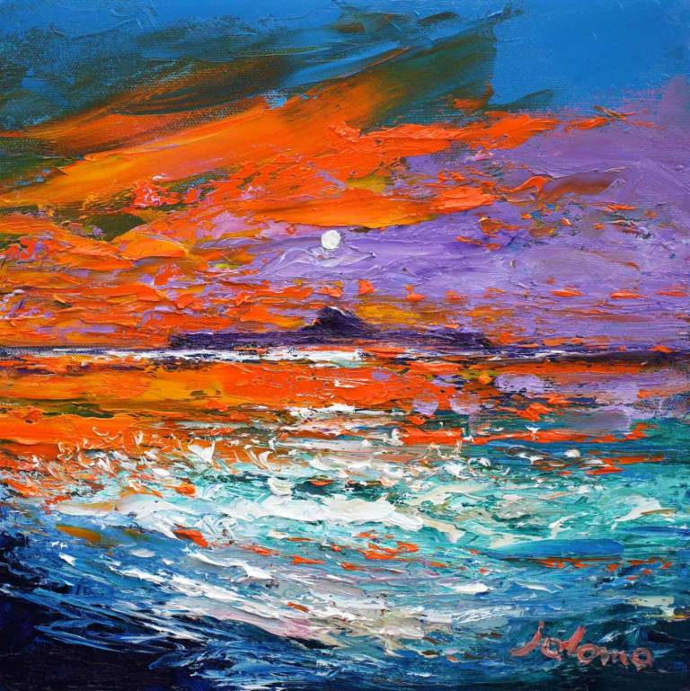 Stormy Sunset over The Dutchman's Cap off Iona 12x12 - John Lowrie Morrison