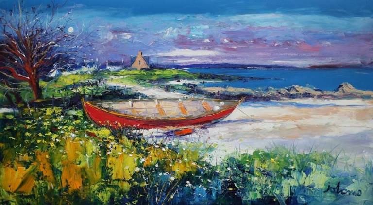 The Red Boat Isle of Iona 18x32 - John Lowrie Morrison