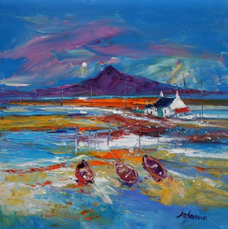 Beached Boats North Uist 16x16 - John Lowrie Morrison