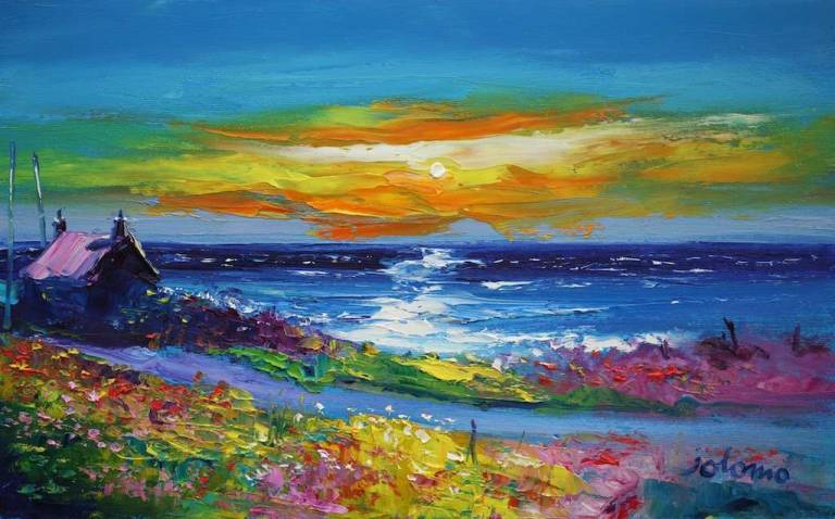 Stormy Eveninglight Machrihanish Kintyre 10x16.jpg - John Lowrie Morrison