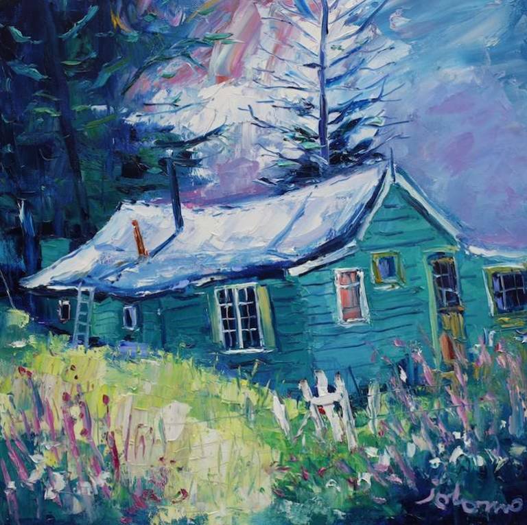 White Gate and Hut Carbeth 16x16 - John Lowrie Morrison