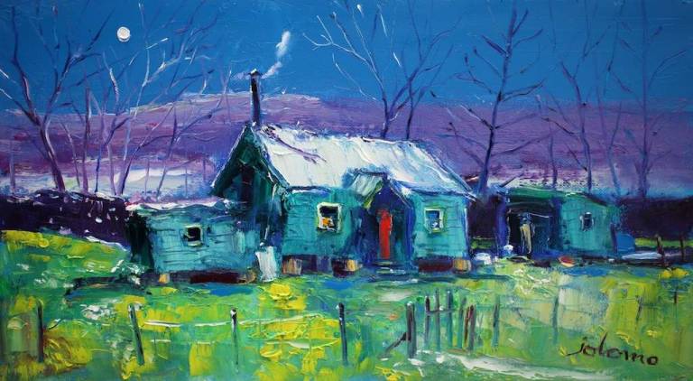 A Winter Gloaming Carbeth 10x18 SOLD - John Lowrie Morrison
