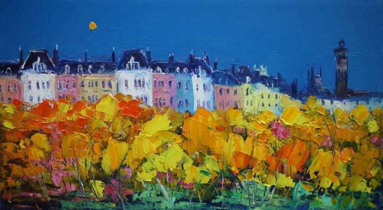 Autumn Moon Park Terrace Glasgow 10x18 SOLD - John Lowrie Morrison