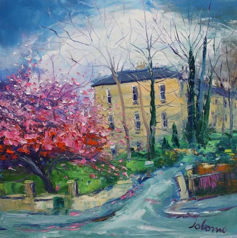 Evening Springlight Belmont Street Glagow 16x16 SOLD - John Lowrie Morrison