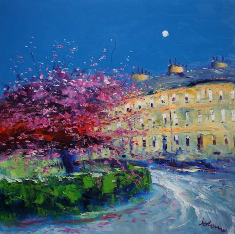 Spring Blossoms Park Circus Place Glasgow 24x24 - John Lowrie Morrison
