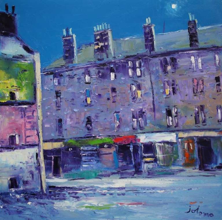 The Demolition of Seamore Street North Woodside Glasgow 24x24 - John Lowrie Morrison