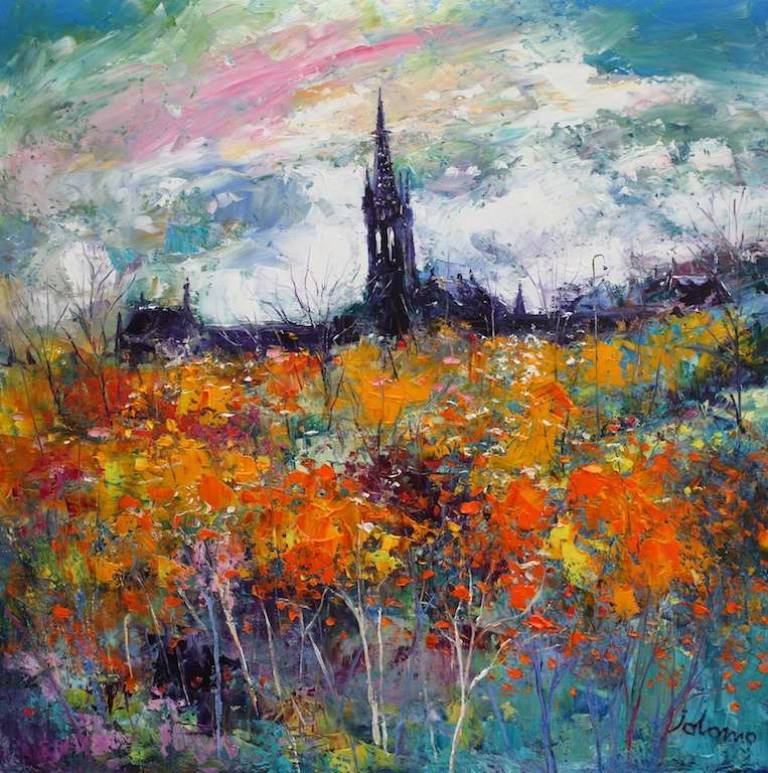 Autumnlight Gilmorehill Glasgow 20x20 SOLD - John Lowrie Morrison
