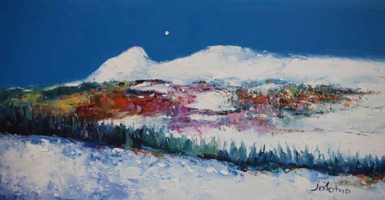 Heavy Snowfall on the Campsie Hills looking from Carbeth 16x30 SOLD - John Lowrie Morrison