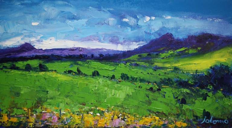 Looking to Ben Lomond Carbeth and Dumgoyne from Old Mugdock Road 10x18 SOLD - John Lowrie Morrison