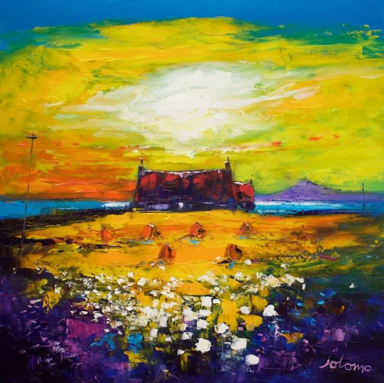 Sunrise Isle of Tiree looking to Ben More 24x24 - John Lowrie Morrison