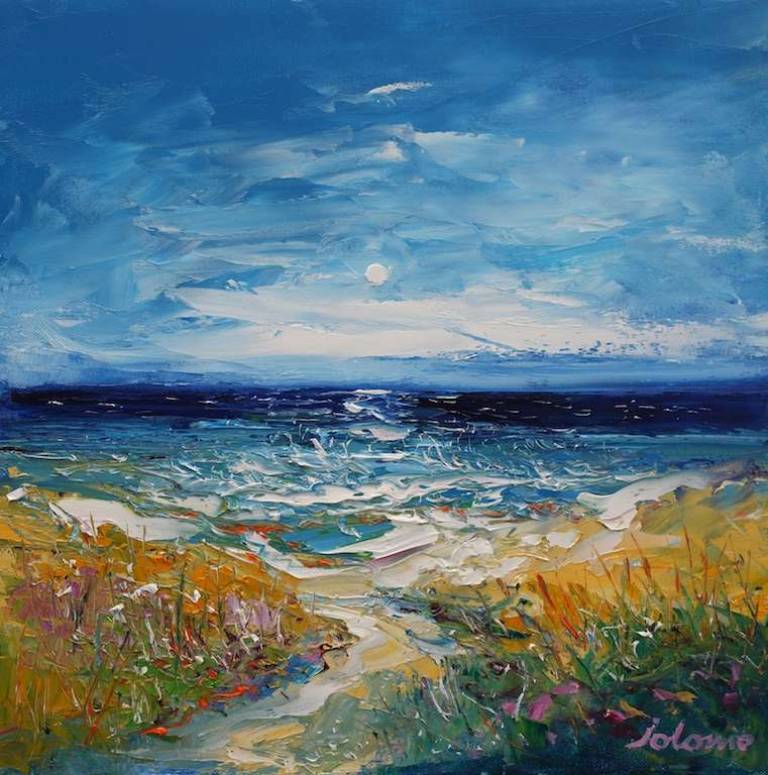 Summer Spindrift Mermaids Bay Isle of Benbecula 16x16 - John Lowrie Morrison
