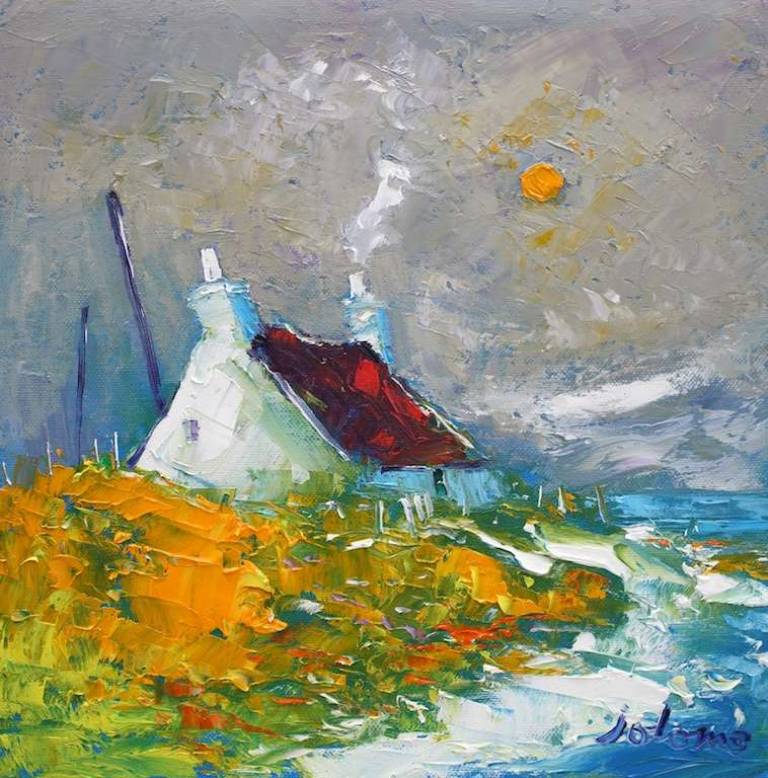 Early Morning Smoke Isle of Tiree 12x12 - John Lowrie Morrison