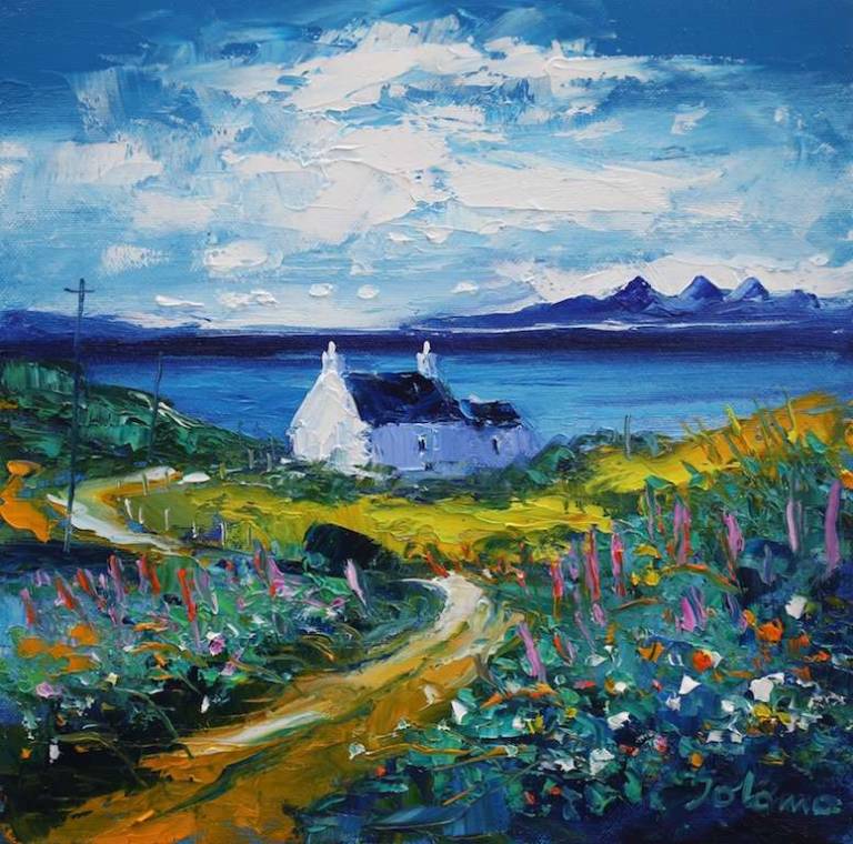 Isle of Gigha looking to the Papa of Jura 12x12 - John Lowrie Morrison