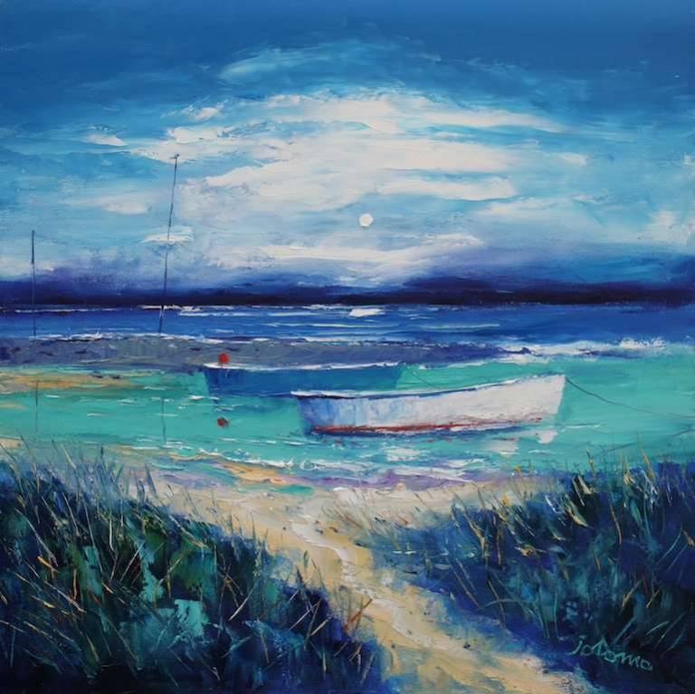 A Quiet Eveninglight The Jetty Isle of Gigha 24x24 - John Lowrie Morrison
