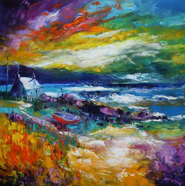 Stormy Eveninglight on The Mull of Kintyre 30x30 - John Lowrie Morrison