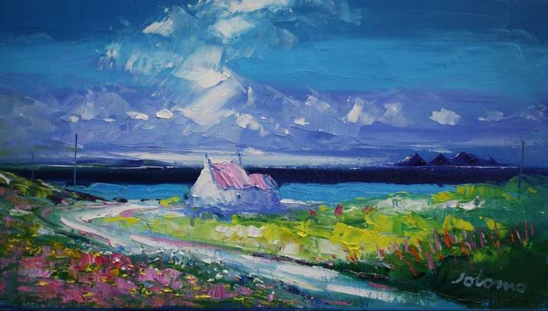 Summer Eveninglight Ardailly Isle of Gigha 10x18 - John Lowrie Morrison