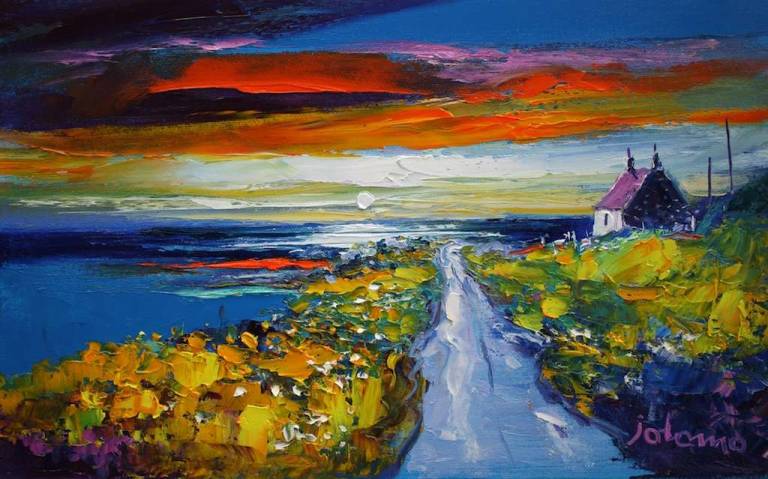 Sunset Ludag South Uist 10x16 - John Lowrie Morrison
