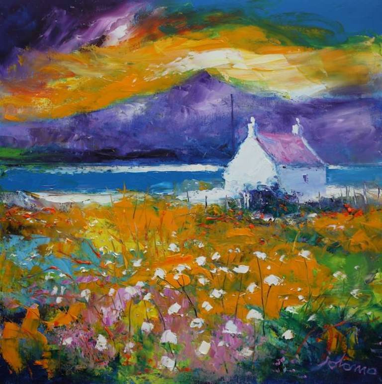 Croft on the shore Isle of Skye 24x24 - John Lowrie Morrison