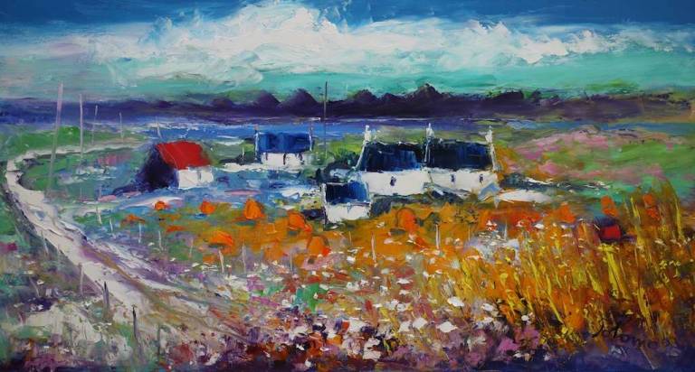 Crofts at Harlosh Isle of Skye 16x30 - John Lowrie Morrison