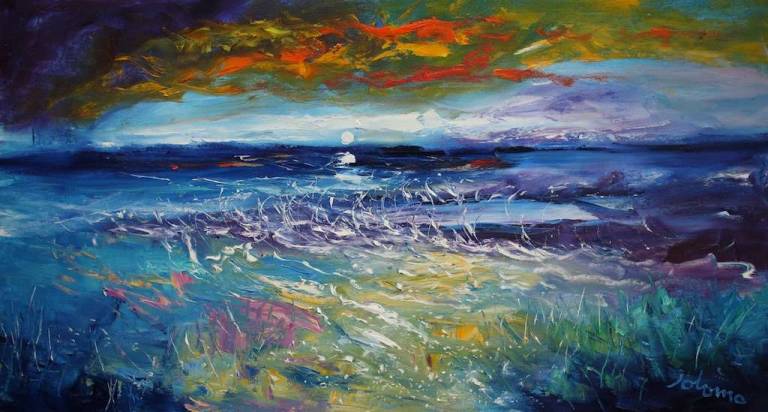Spindrift Mermaid's Bay Benbecula 16x30 - John Lowrie Morrison