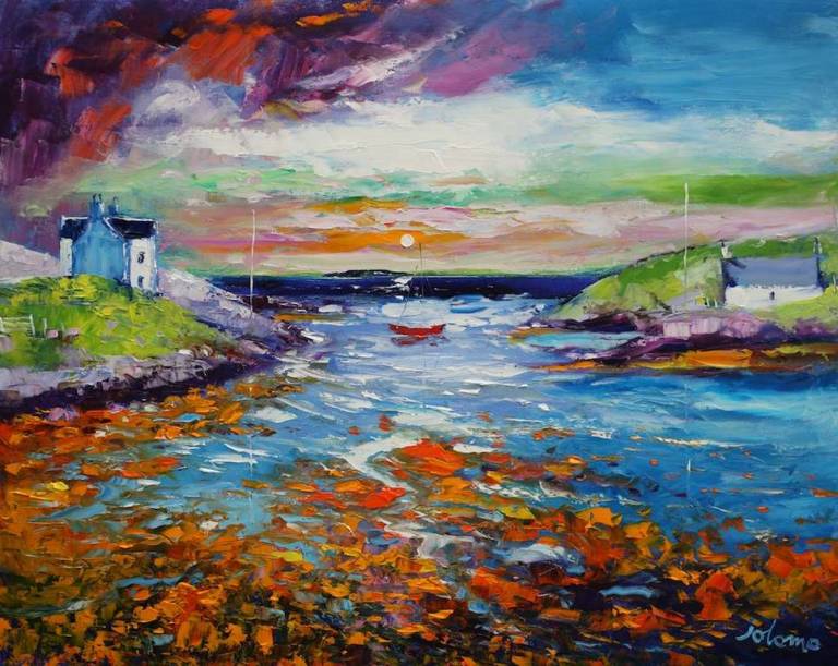 A Dawnlight over Earsary Isle of Barra 24x30 - John Lowrie Morrison