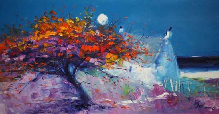 Autumn Moonlight Isle of Benbecula 16x30 - John Lowrie Morrison