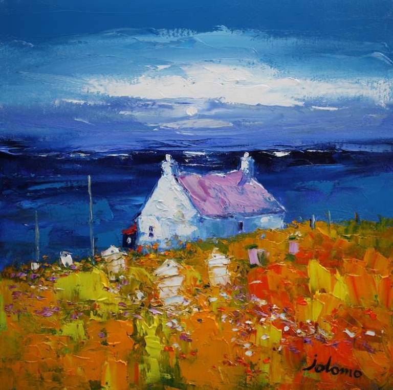 Beehives Isle of North Uist 16x16 - John Lowrie Morrison